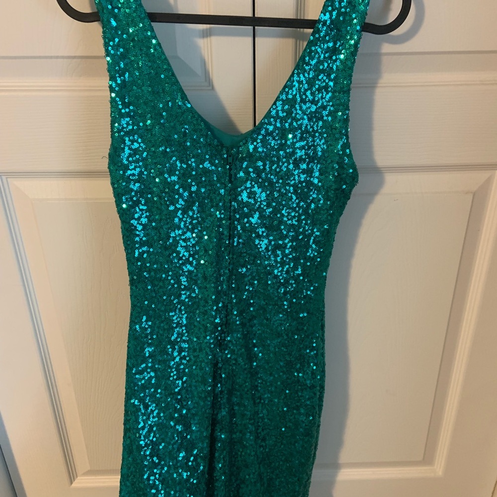 Green sequin mini dress